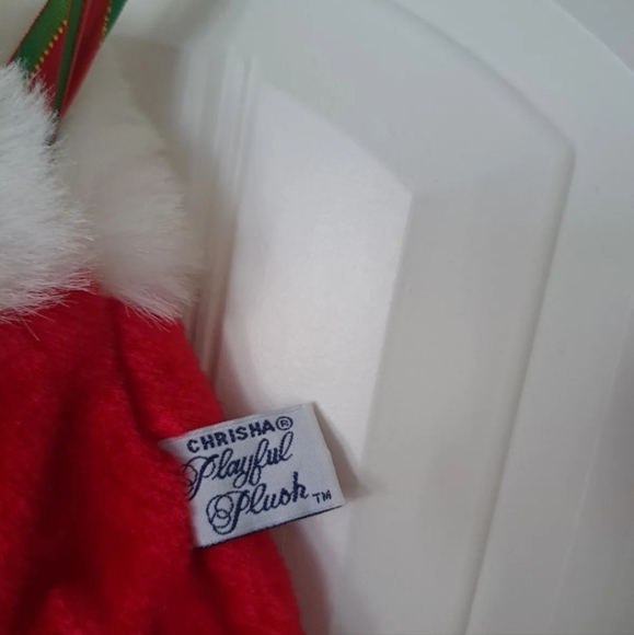 VTG CHRISHA CHRISTMAS STOCKING plush teddy beddy bear nightcap quilted 90's - Picture 2 of 5